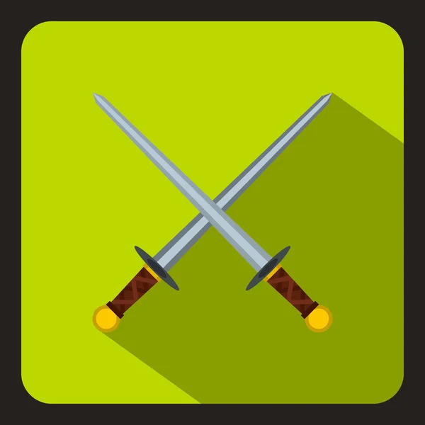Épées croisées icône, style plat — Image vectorielle