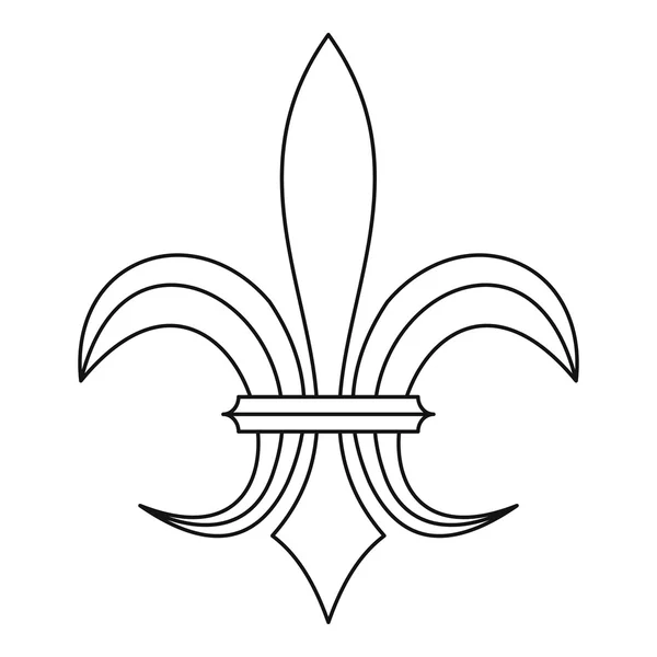 Icono del emblema heráldico Lily, estilo del esquema — Vector de stock