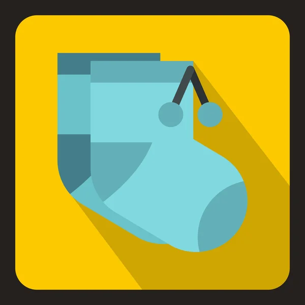 Paire de chaussettes bébé bleu icône, style plat — Image vectorielle