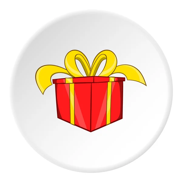 Gift in red box icon, cartoon style — Stock Vector