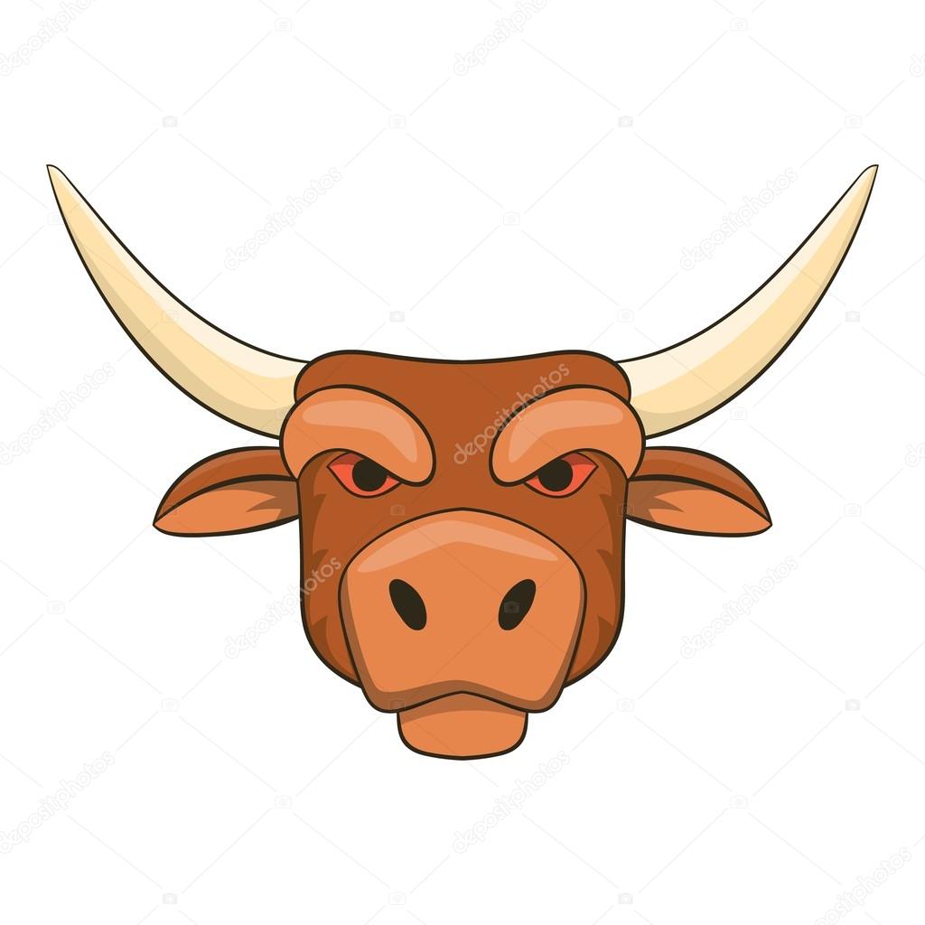 Head of bull icon, cartoon style