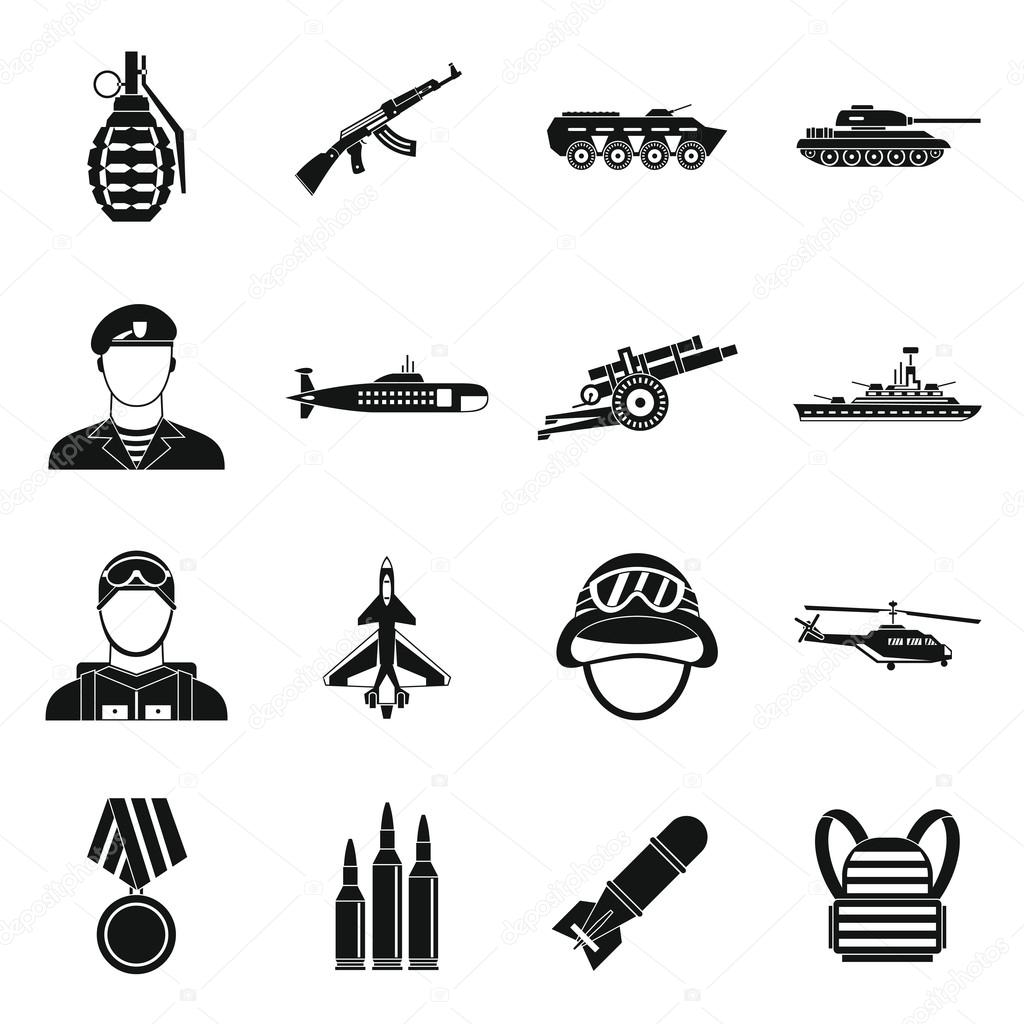 War icons set, simple style
