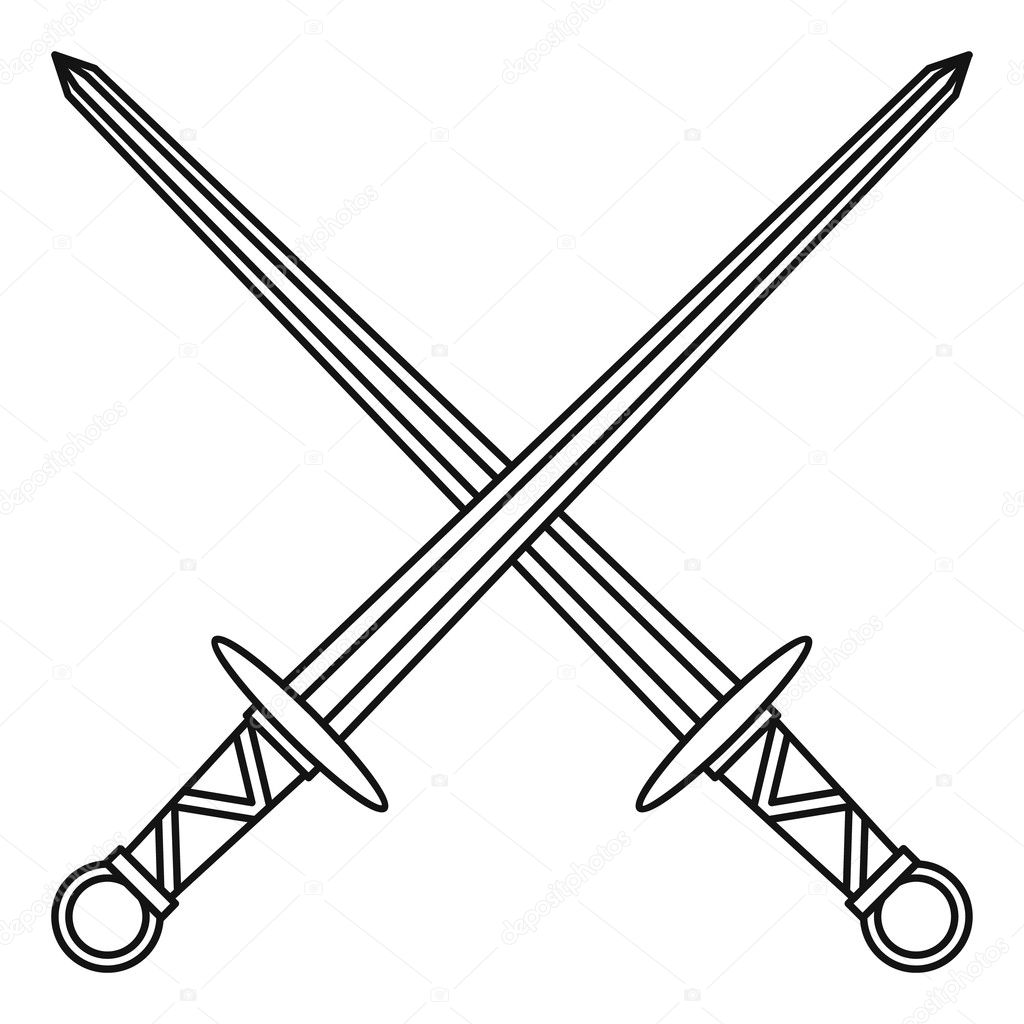 Medieval swords icon, outline style