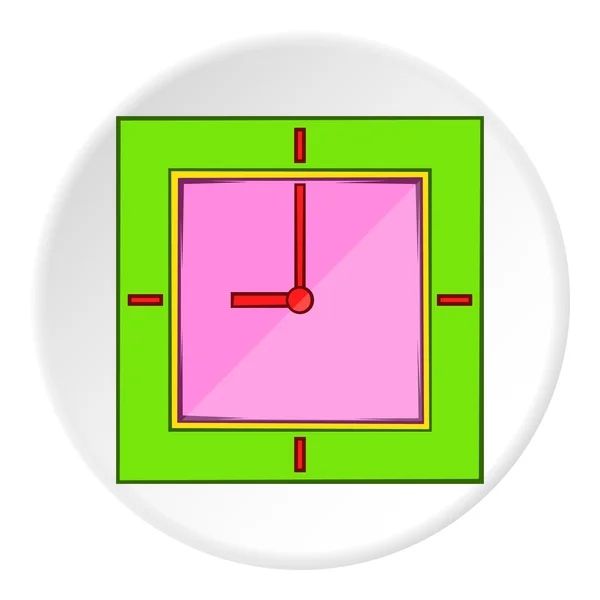 Vierkante klokpictogram, cartoon stijl — Stockvector