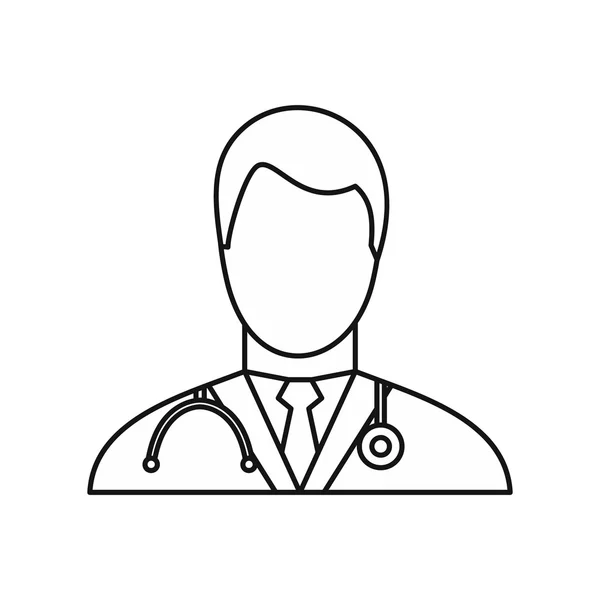 Doctor icon, outline style — Stock Vector