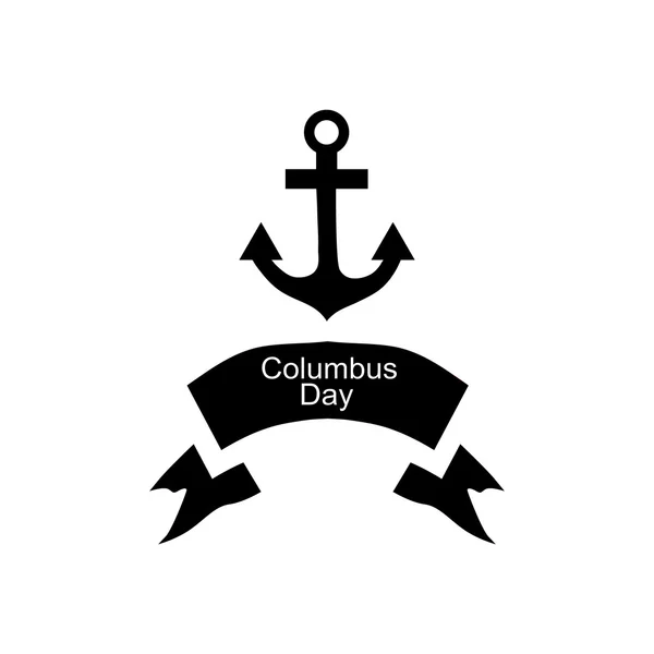 Ancla y cinta del icono del día de Colón — Vector de stock