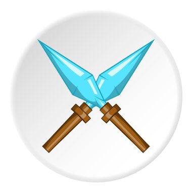 Çapraz sivri simgesi, karikatür tarzı