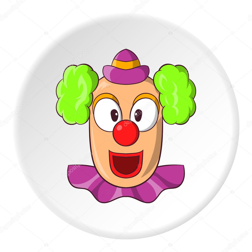 Clown face icon, cartoon style