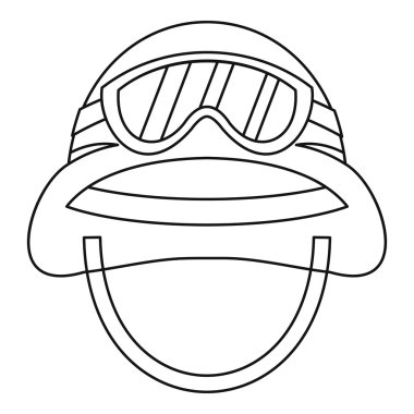 Askeri metal kask simgesi, anahat stil ikonu