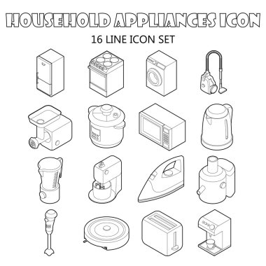 Ev aleti Icons set, anahat stili
