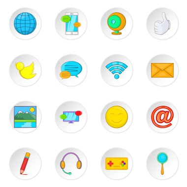 Sosyal Medya Icons set, karikatür tarzı ağ