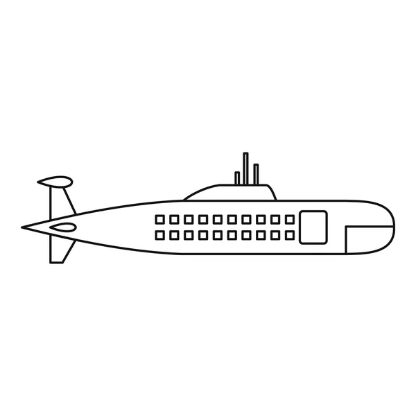 Military submarine icon, outline style — Stock Vector