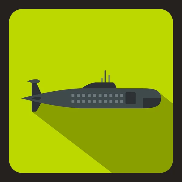 Military submarine icon, flat style — Stock Vector