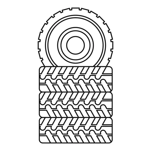 Pile of tires icon, outline style — Stock Vector