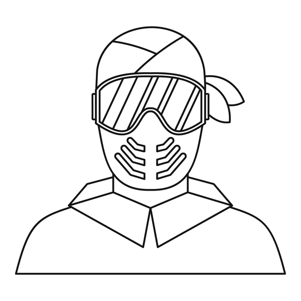 Paintball speler in beschermend masker pictogram — Stockvector