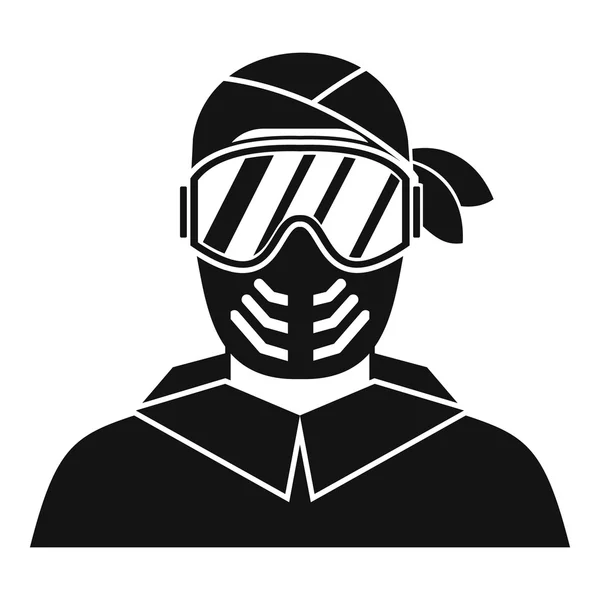 Giocatore di paintball con l'icona della maschera protettiva — Vettoriale Stock