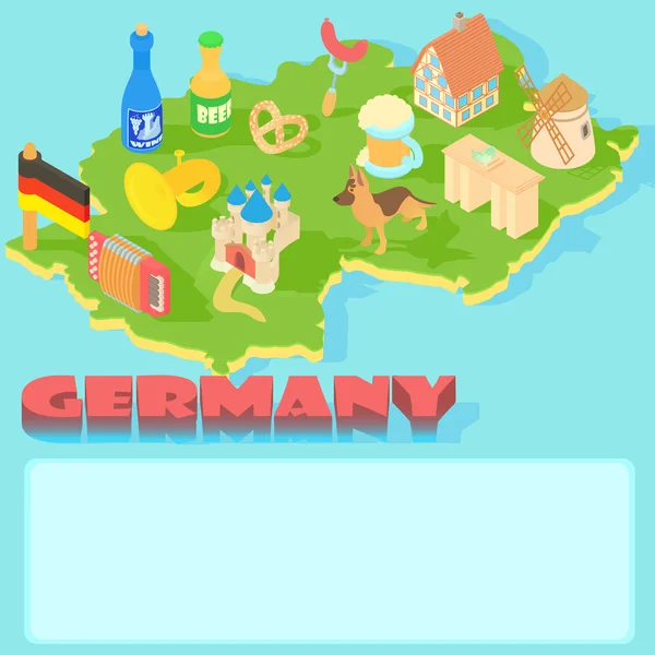 Χάρτης Γερμανίας, ύφος κινούμενων σχεδίων — Διανυσματικό Αρχείο