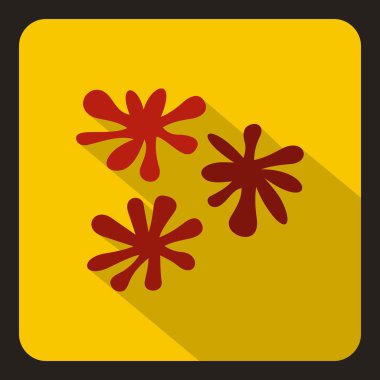 Kırmızı boya su sıçramalarına simgesi, düz stil