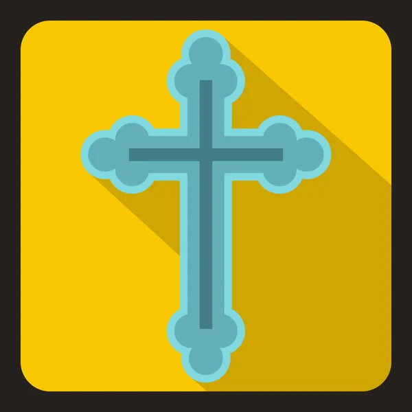 Christian cross icon, flat style — Stock Vector