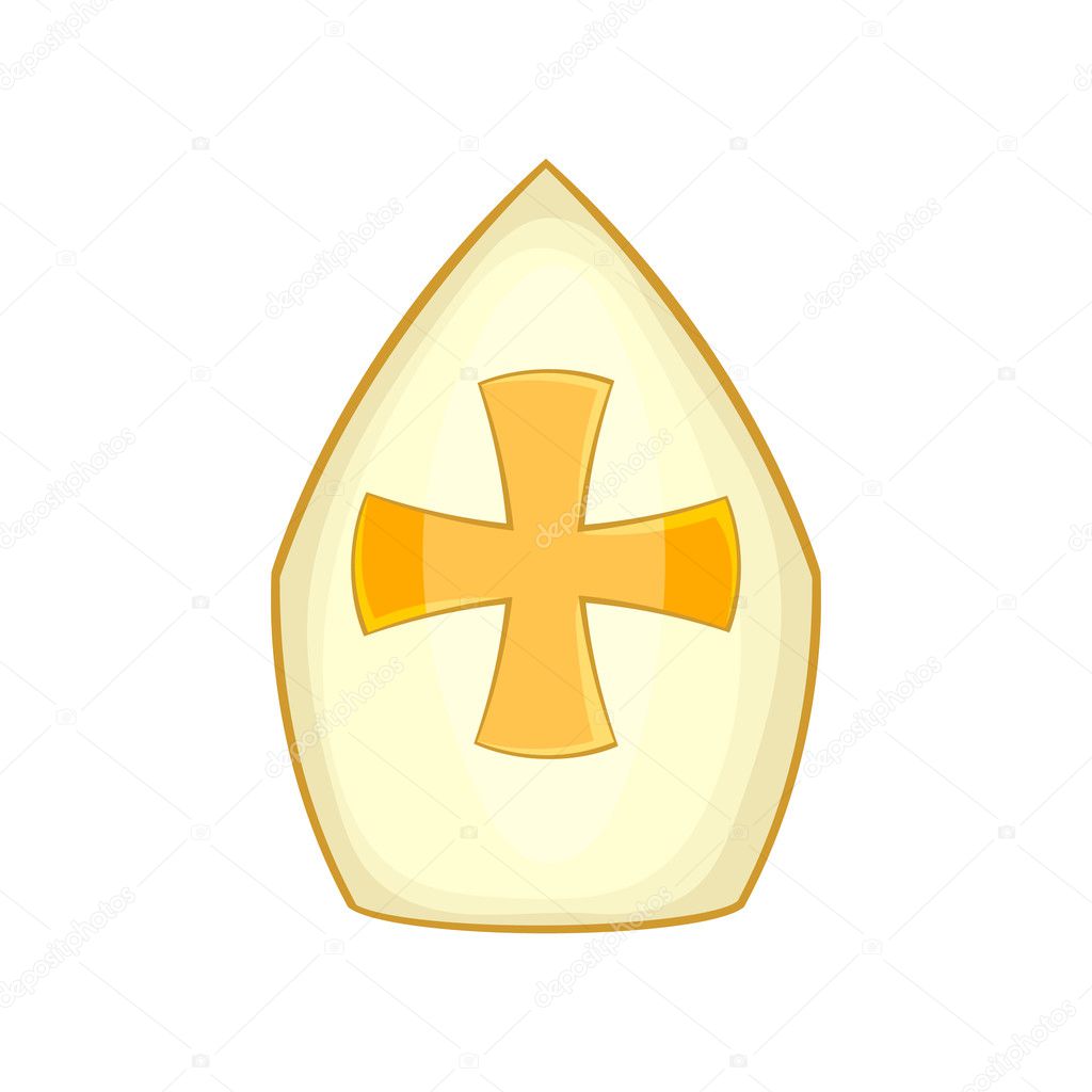 Pope hat icon, cartoon style