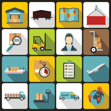 Lojistik simgeler kümesi, düz stil