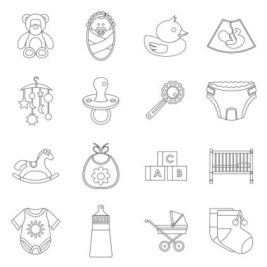 Yeni doğan Icons set, anahat stili