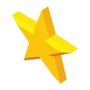 Beş köşeli yıldız simgesi, izometrik 3d stili