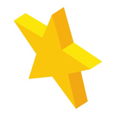 Altın derecelendirme yıldız simgesi, izometrik 3d stili