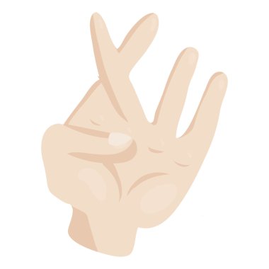 El ile kenetlenmiş parmaklar simgesi, karikatür tarzı