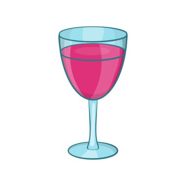 Bardak kırmızı şarap simge, karikatür tarzı