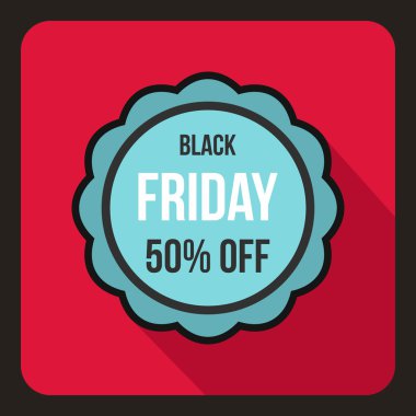 Satılık etiket 50 yüzde simgesi, düz stil