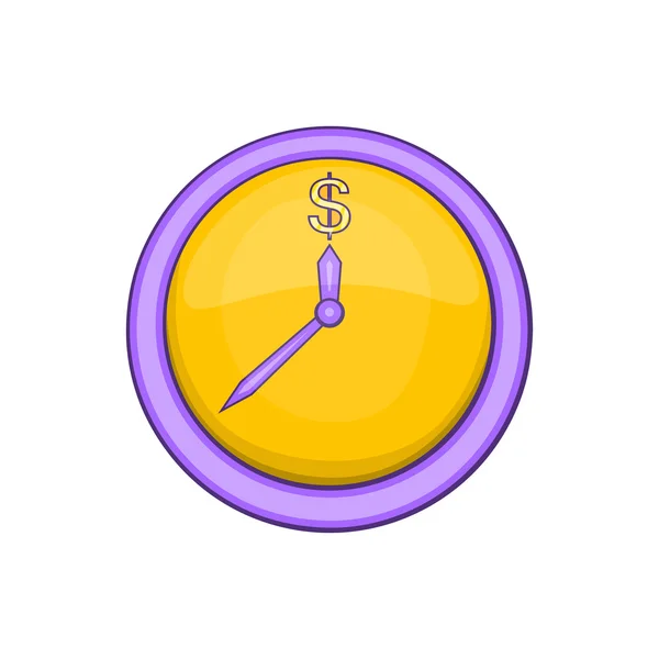 Wall clock with dollar symbol icon, cartoon style — Stock Vector