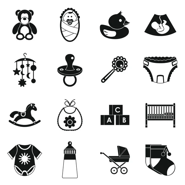 Pasgeboren iconen set, eenvoudige stijl — Stockvector