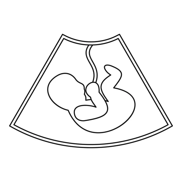 Bébé dans l'utérus d'une mère icône, style contour — Image vectorielle