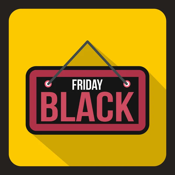Zwarte vrijdag uithangbord pictogram, vlakke stijl — Stockvector