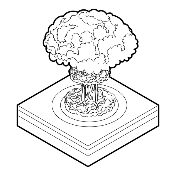 Nucleaire explosie icoon, omtrek stijl — Stockvector