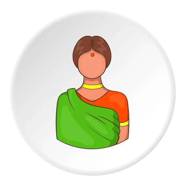Icône féminine indienne, style dessin animé — Image vectorielle