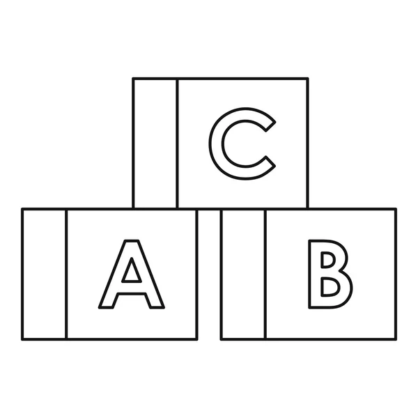 Кубики з літерами A, B, C піктограма, стиль контуру — стоковий вектор