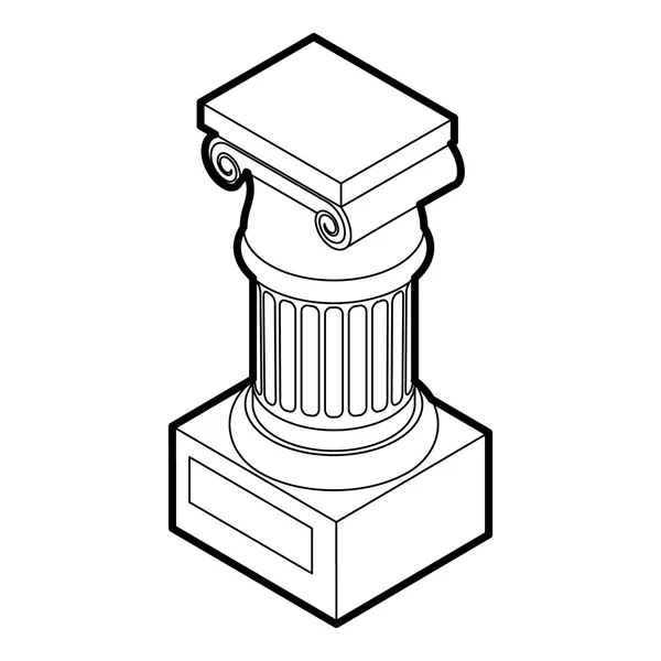 Ancienne icône de pilier ionique, style de contour — Image vectorielle
