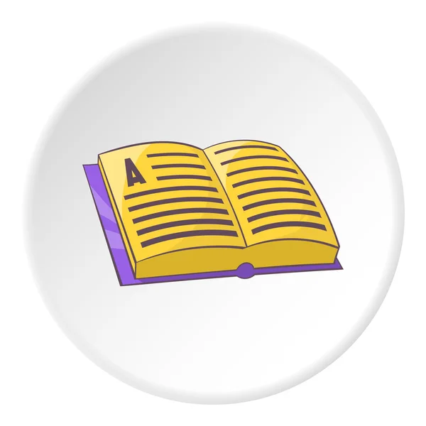 Otevřená kniha s ikonou textu, kreslený styl — Stockový vektor