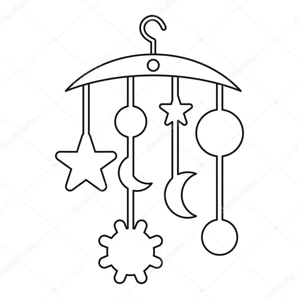 Baby bed carousel icon, outline style