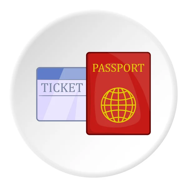 Διαβατήριο και εισιτήριο εικονίδιο, ύφος κινούμενων σχεδίων — Διανυσματικό Αρχείο