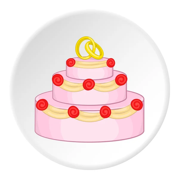 Ícone bolo de casamento, estilo dos desenhos animados — Vetor de Stock