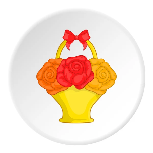 Kwiaty w ikonę kosza, stylu cartoon — Wektor stockowy