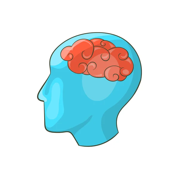 Ícone do cérebro humano, estilo dos desenhos animados — Vetor de Stock
