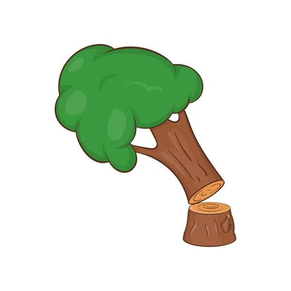 Kesilen ağaç simgesiyle, karikatür tarzı — Stok Vektör