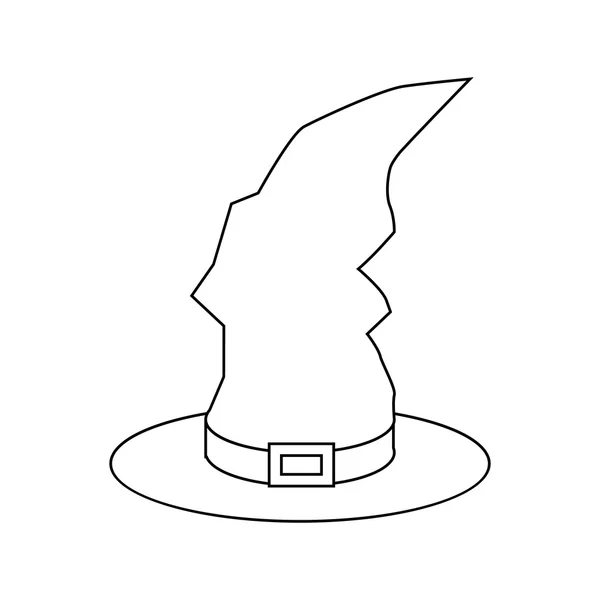 Icône chapeau sorcière, style contour — Image vectorielle