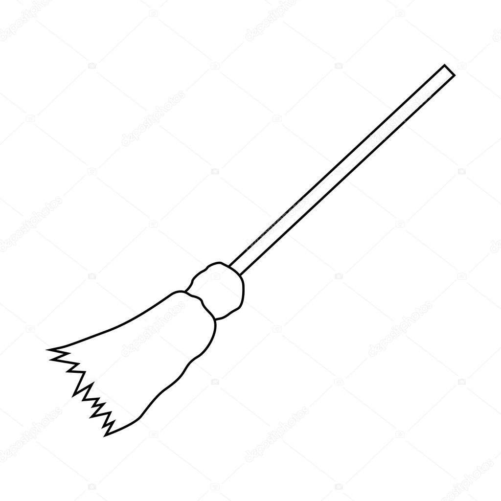 Comment Dessiner Un Balai De Sorcière Icône de balai de sorcière, style de contour — Image vectorielle