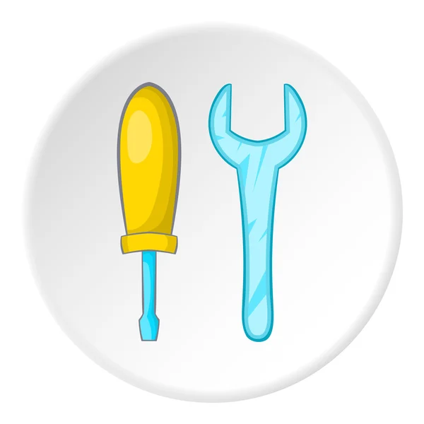 Screwdriver and wrench icon, cartoon style — Stock Vector