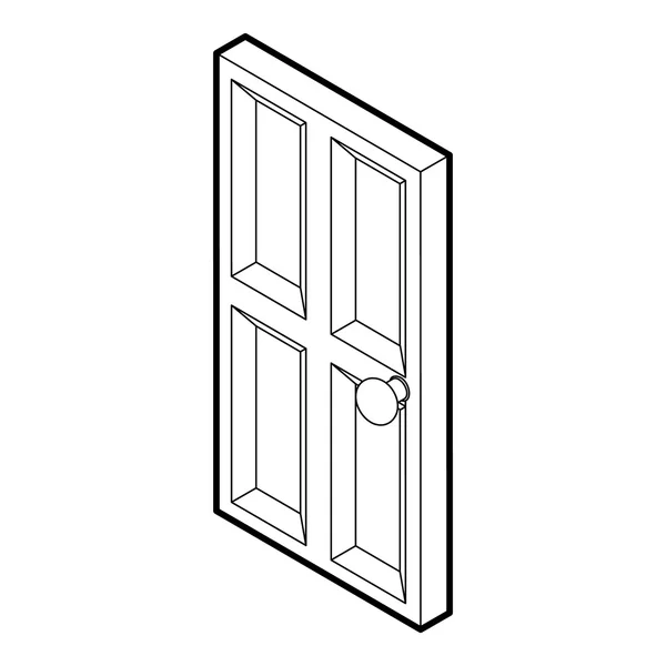 Icône de porte en bois, style contour — Image vectorielle